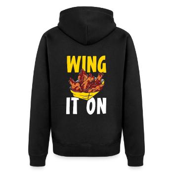 Buffalo Wings Foodie Cuisine Américaine Poulet - Veste à capuche bio Premium Unisexe - noir - Dos - Nico (187cm)