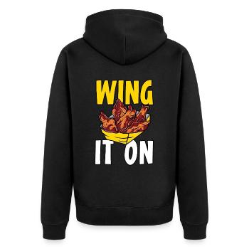 Buffalo Wings Foodie Cuisine Américaine Poulet - Veste à capuche bio Premium Unisexe - noir - Dos - Nico (187cm)
