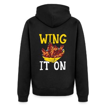 Buffalo Wings Foodie Cuisine Américaine Poulet - Veste à capuche bio Premium Unisexe - noir - Dos - Nico (187cm)