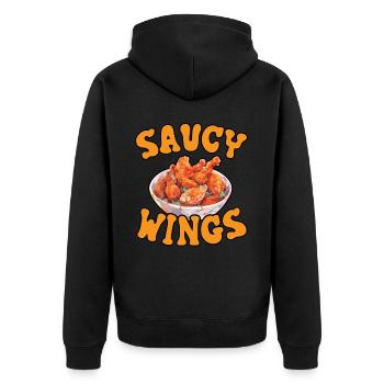 Buffalo Wings Foodie Cuisine Américaine Poulet - Veste à capuche bio Premium Unisexe - noir - Dos - Nico (187cm)
