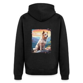 Hike with my four-legged dog - Unisex Premium Organic Zip Hoodie - black - Back - Nico (187cm)