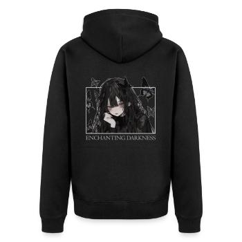 Enchanting Darkness Butterflies Anime Girl Etherea - Unisex Premium Bio Zip Hoodie - Schwarz - Hinten - Nico (187cm)