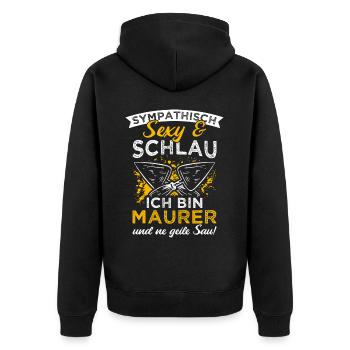 Sympathisch Sexy & Schlau Ich Bin Maurer Und Ne Ge - Unisex Premium Bio Zip Hoodie - Schwarz - Hinten - Nico (187cm)