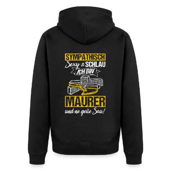 Maurer Job Maurermeister Geschenk Meister Handwerk - Unisex Premium Bio Zip Hoodie - Schwarz - Hinten - Nico (187cm)