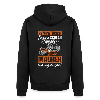 Maurer Job Maurermeister Geschenk Handwerker Beruf - Unisex Premium Bio Zip Hoodie - Schwarz - Hinten - Nico (187cm)