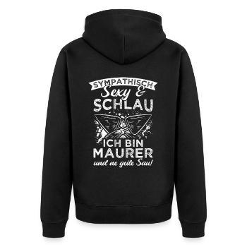 Maurer Job Maurermeister Meister Handwerker Maurer - Unisex Premium Bio Zip Hoodie - Schwarz - Hinten - Nico (187cm)