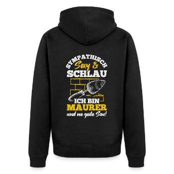 Maurer Job Maurermeister Geschenk Meister Handwerk - Unisex Premium Bio Zip Hoodie - Schwarz - Hinten - Nico (187cm)