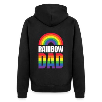 Rainbow Dad Proud Rainbow LGBT Dad - Unisex Premium Bio Zip Hoodie - Schwarz - Hinten - Nico (187cm)