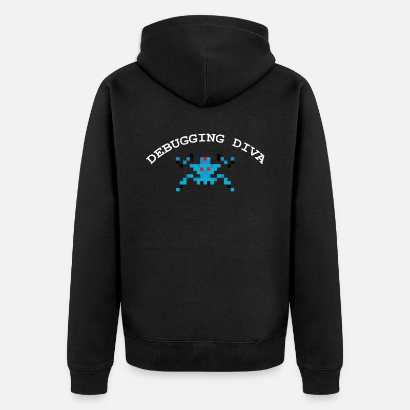 Debugging Diva Coding Debugger Hacker - Unisex Premium Bio Zip Hoodie - Schwarz
