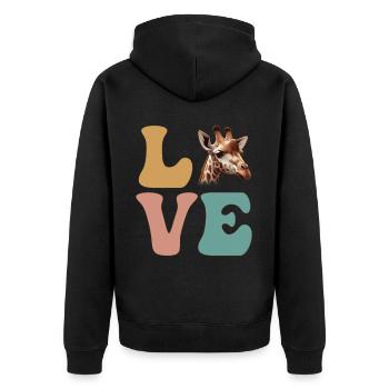 Safari des amoureux des animaux du zoo des girafes - Veste à capuche bio Premium Unisexe - noir - Dos - Nico (187cm)
