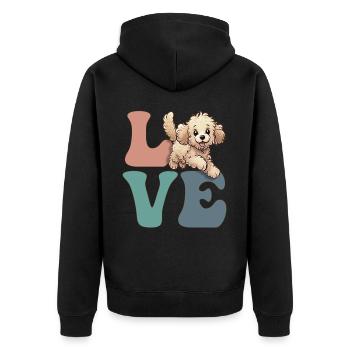 Golden Doodle Goldendoodle Hundeliebhaber - Unisex Premium Bio Zip Hoodie - Schwarz - Hinten - Nico (187cm)
