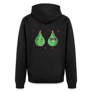 Cute Pear Couple Hugging Pear Fruit Lovers - Unisex Premium Bio Zip Hoodie - Schwarz - Hinten - Nico (187cm)