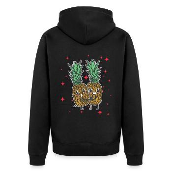 Cute Pineapple Couple Hugging Pineapple Fruit - Unisex Premium Bio Zip Hoodie - Schwarz - Hinten - Nico (187cm)