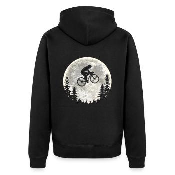 Mountain Bike Mountain Biker Mtb Moon - Unisex Premium Organic Zip Hoodie - black - Back - Nico (187cm)