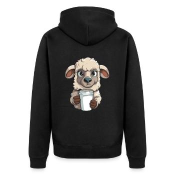 Sheep Coffee - Unisex Premium Organic Zip Hoodie - black - Back - Nico (187cm)