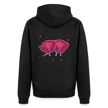 Cute Red Cabbage Couple Hugging Red Cabbage Lovers - Unisex Premium Organic Zip Hoodie - black - Back - Nico (187cm)