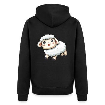 Sheep - Unisex Premium Organic Zip Hoodie - black - Back - Nico (187cm)