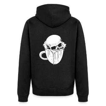 Coffee Cafe Skull - Unisex Premium Organic Zip Hoodie - black - Back - Nico (187cm)