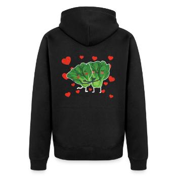 Mignon Couple d’épinards étreignant les épinards feuillus vert - Veste à capuche bio Premium Unisexe - noir - Dos - Nico (187cm)