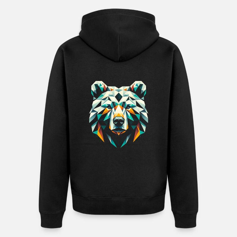 Polygon Bär - Unisex Premium Bio Zip Hoodie - Schwarz