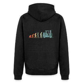 Forklift Driver Vintage Warehouse Clerk Occupations - Unisex Premium Organic Zip Hoodie - black - Back - Nico (187cm)