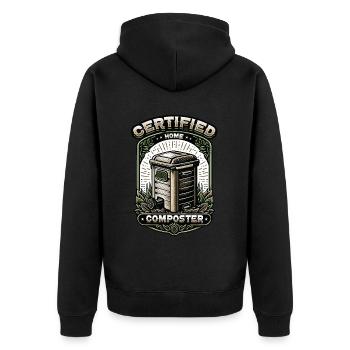 Composting Enthusiast Vermiculture Kompostierung - Unisex Premium Organic Zip Hoodie - black - Back - Nico (187cm)