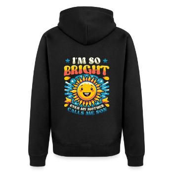 Funny Pun Son Sun Humorous Sayings - Unisex Premium Organic Zip Hoodie - black - Back - Nico (187cm)
