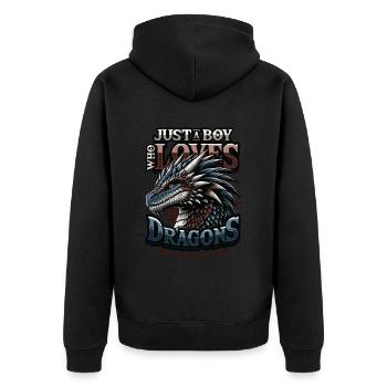 Juste un garçon qui aime les dragons - Boys Dragons - Veste à capuche bio Premium Unisexe - noir - Dos - Nico (187cm)