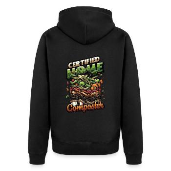 Composting Enthusiast Vermiculture Kompostierung - Unisex Premium Organic Zip Hoodie - black - Back - Nico (187cm)
