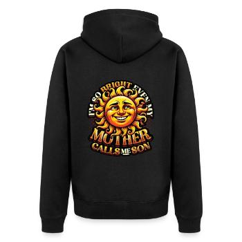 Funny Pun Son Sun Humorous Sayings - Unisex Premium Organic Zip Hoodie - black - Back - Nico (187cm)