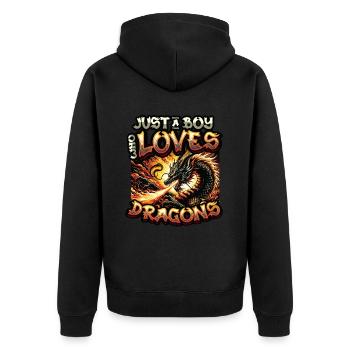Juste un garçon qui aime les dragons - Boys Dragons - Veste à capuche bio Premium Unisexe - noir - Dos - Nico (187cm)