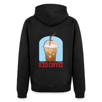 Iced Coffee | Coffee Lover Gift - Unisex Premium Organic Zip Hoodie - black - Back - Nico (187cm)
