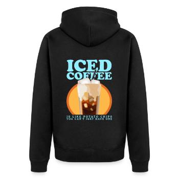 Eiskaffee Kaffeeliebhaber Iced Coffee Geschenk - Unisex Premium Bio Zip Hoodie - Schwarz - Hinten - Nico (187cm)
