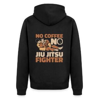 Jiu Jitsu Fighter No Coffee Fighter Coffee Lover - Unisex Premium Organic Zip Hoodie - black - Back - Nico (187cm)