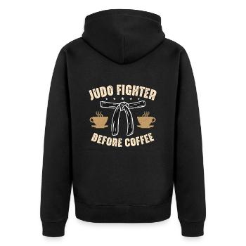 Combattant de judo avant le café Judoka amateur de café - Veste à capuche bio Premium Unisexe - noir - Dos - Nico (187cm)