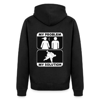 Judo Fighter My Problem My Solution Pictogram Dad - Unisex Premium Bio Zip Hoodie - Schwarz - Hinten - Nico (187cm)
