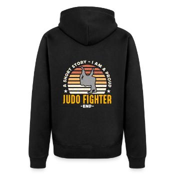 Judo Fighter A Short Story I Am A Martial Artist - Unisex Premium Bio Zip Hoodie - Schwarz - Hinten - Nico (187cm)