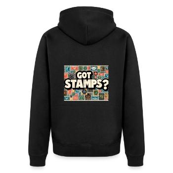 Conception de timbres pour les collectionneurs de timbres - Veste à capuche bio Premium Unisexe - noir - Dos - Nico (187cm)