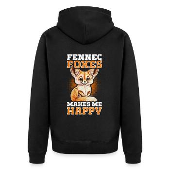 Fennec Fox Cute Fennec Foxes Fennec Animal - Unisex Premium Organic Zip Hoodie - black - Back - Nico (187cm)