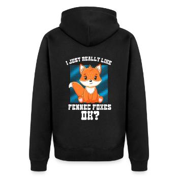 Fennec Fox Cute Fennec Foxes Fennec Animal - Unisex Premium Organic Zip Hoodie - black - Back - Nico (187cm)