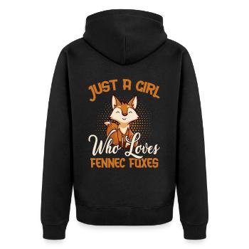 Fennec Fox Cute Fennec Foxes Fennec Animal - Unisex Premium Organic Zip Hoodie - black - Back - Nico (187cm)