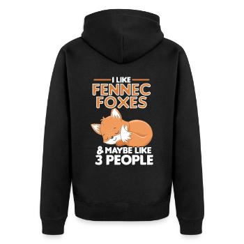 Fennec Fox Cute Fennec Foxes Fennec Animal - Unisex Premium Organic Zip Hoodie - black - Back - Nico (187cm)