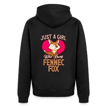 Fennec Fox Cute Fennec Foxes Fennec Animal - Unisex Premium Organic Zip Hoodie - black - Back - Nico (187cm)
