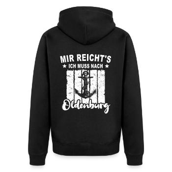 Oldenburg Oldenburger - Unisex Premium Bio Zip Hoodie - Schwarz - Hinten - Nico (187cm)