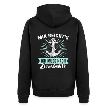 Zinnowitz Zinnowitzer - Unisex Premium Bio Zip Hoodie - Schwarz - Hinten - Nico (187cm)