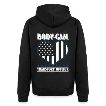 Police Body-Cam Policeman - Unisex Premium Organic Zip Hoodie - black - Back - Nico (187cm)