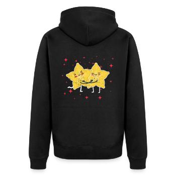 Couple mignon de carambole étreignant les amateurs de carambole - Veste à capuche bio Premium Unisexe - noir - Dos - Nico (187cm)