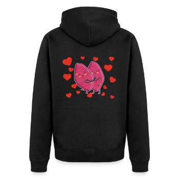 Cute Sweet Potato Couple Hugging Sweet Potato - Unisex Premium Organic Zip Hoodie - black - Back - Nico (187cm)