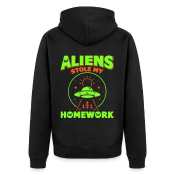 Back to School, Back to School, Alien, Student School - Unisex Premium Organic Zip Hoodie - black - Back - Nico (187cm)