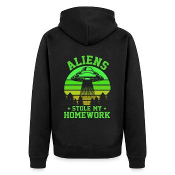 Back to School, Back to School, Alien, Student School - Unisex Premium Organic Zip Hoodie - black - Back - Nico (187cm)